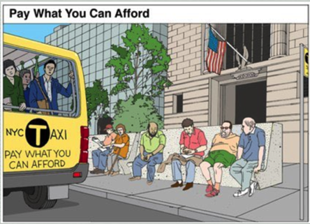 PAY WHAT YOU CAN AFFORD: The poor are willing to stand, as on a train or bus.